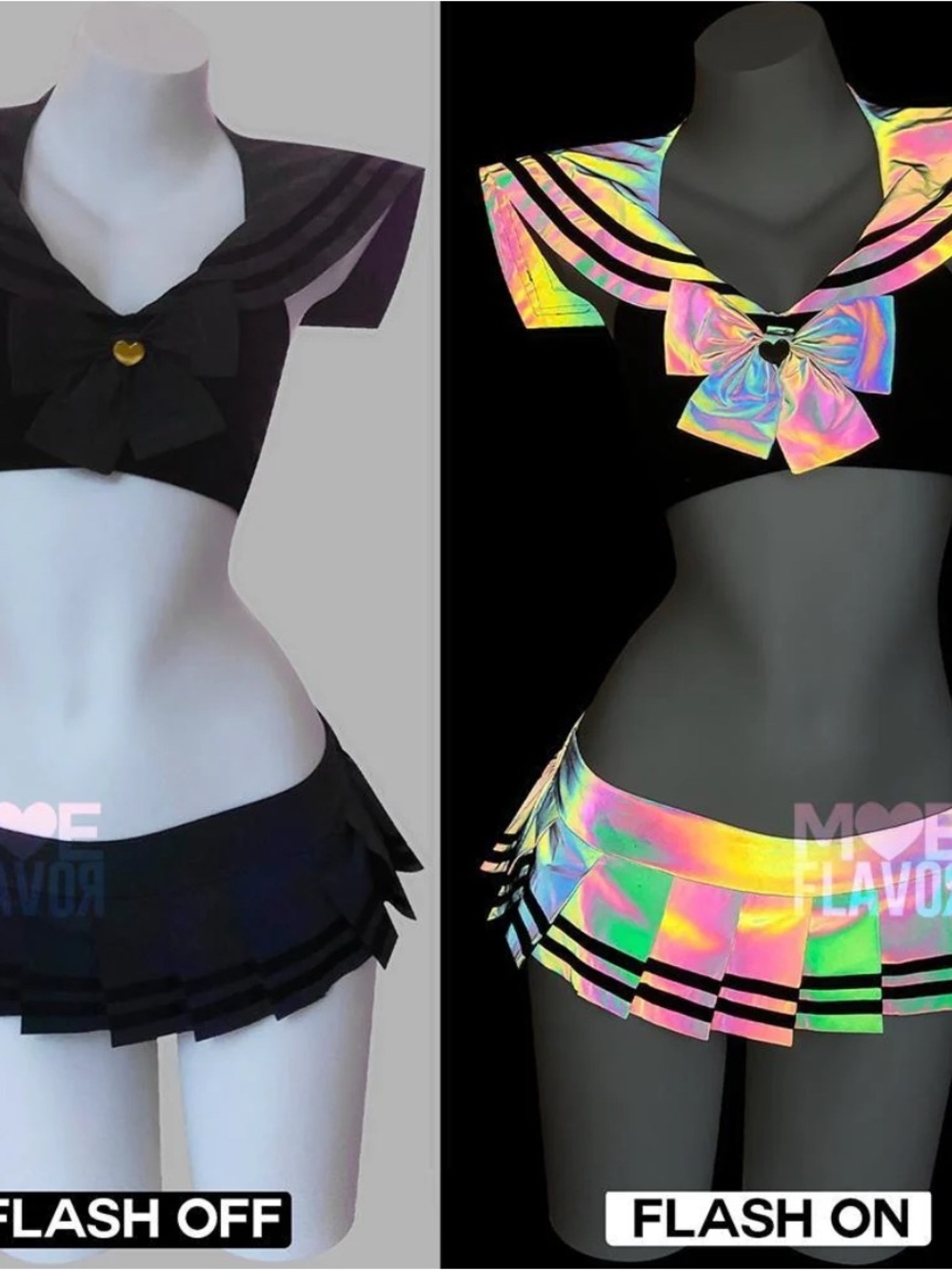 MOEFLAVOR Kawaii Reflective Rainbow Sailor Set